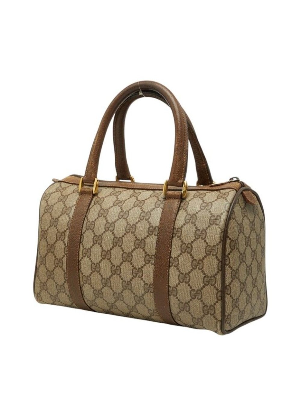 Gucci Vintage Sherry Line GG Supreme Mini Boston Bag Beige Leather - Picture 2 of 10